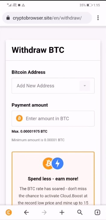 withdraw bitcoin to your wallet