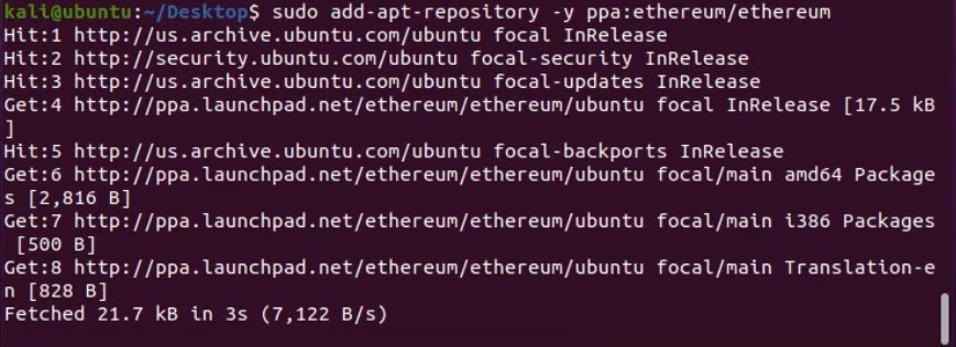 Install Ethereum node with PPA