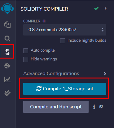 compile solidty contract on remix