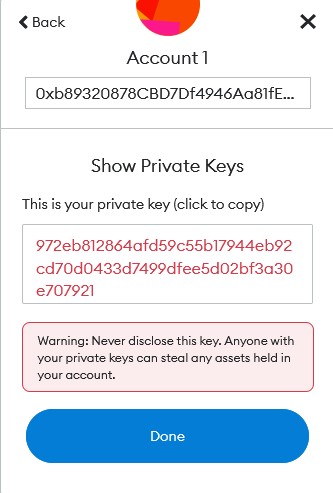 viewing metamask private key