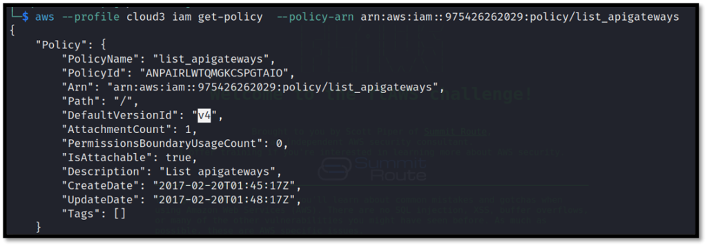listing policy in aws cli