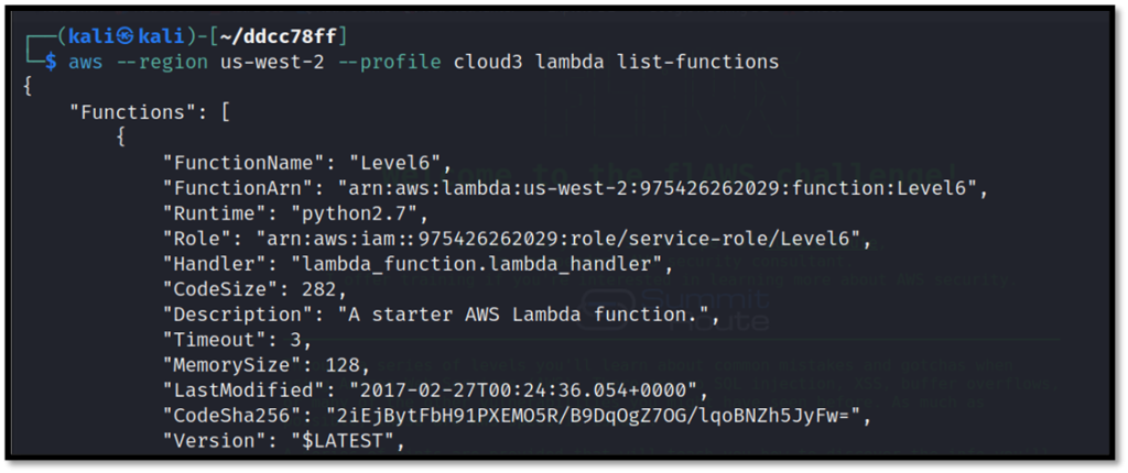 listing lambda functions in aws cli