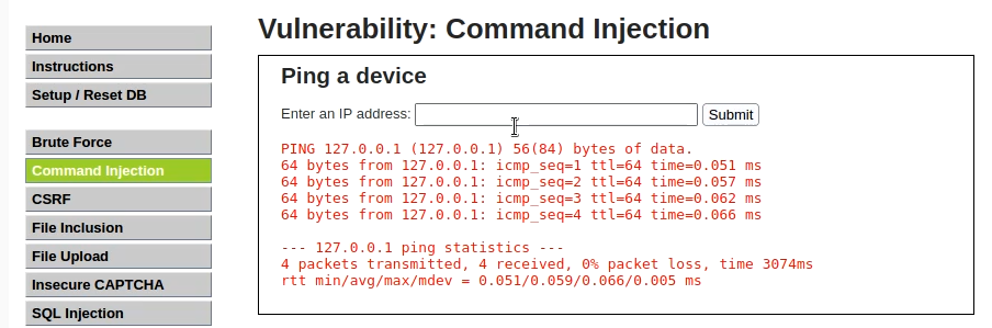 DVWA command injection walkthrough