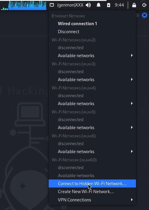 Connecting to hidden Network